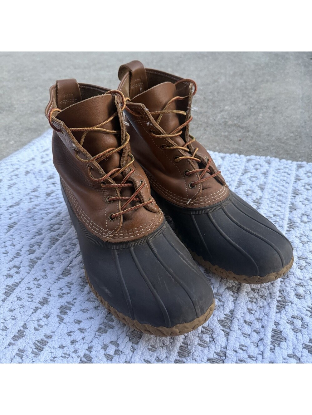 LL Bean Duck Boots Size 12 Mens Brown Leather Waterproof Made in USA Outdoor JM